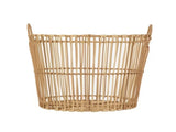 Large Light Natural Open Poly Rattan Storage Basket with Handles, 2 Pack 88702460