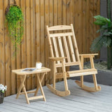 2 Pieces Wood Patio Bistro Set, Outdoor Rocking Chair Set with Armrests High Back Rocking Chair W2225142477