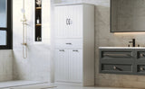 Bathroom Storage Cabinet with Two Laundry Baskets, Storage Cabinet with Doors and Drawer for Home, N759P243350K