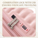 ABS Spinner Wheel Luggage, Carry on Suitcase, with Cup Holder & USB Port & Phone Holder W2787P262955