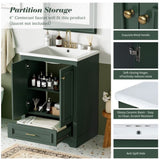 24'' Bathroom Vanity with Ceramic Sink Combo, Modern Freestanding Storage Cabinet with Silver N710P194893F
