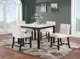 Modern 5pc Counter Height Dining Set Kitchen Dinette Marble Top Table and 4x High Chairs White B011P184983