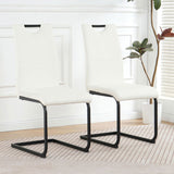 Modern White PU dining chair living room chair upholstered chair, black metal chair leg design, W210P199091
