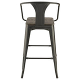 Dark Elm and Matte Black Bar Height Stool B062P153516