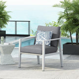 Silver Aluminum Lounge Chair with Sleek Rope Accents and Comfortable Cushions, Perfect for Modern N767P237034W