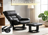 360&deg Swivel Massage Recliner Chair, 10-Point Vibration Footstool for Living Room, Black 06742104
