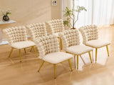 Set of 2 Luxury Cream Bubble Tufted Swivel Chair, Premium Velvet Upholstered Accent Chair with Gold W3875P457865