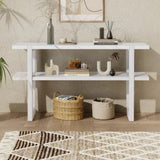 TREXM Retro Elegant Console Table with Marble-Effect Top and Versatile Storage Solutions for N715P196906K