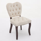 French Vintage Tufted Upholstered Fabric Dining Chair,Set of 2,Beige,SW1869BG W1143P214540