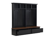 Farmhouse 4-in-1 Hall Tree with Wood Grain Bench, Mudroom Versatile Coat Rack with N721P313099B