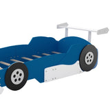 ZNTS Twin Size Race Car-Shaped Platform Bed with Wheels,Blue WF311965AAC