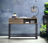 Galeno Rustic Oak with Black Finished Legs Writing Desk B2726P243694