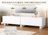 Stylish Thick Wavy Door TV Cabinet with Adjustable Shelves, Cream Style TV Stand with 4 Cabinets for N721P350797K