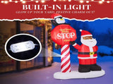8.2FT Lighted Christmas Inflatable Decoration, Inflatable Black Santa & Road Sign, Funny Blow Up 67084914