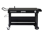 Portable Outdoor Grill Table Cart, Foldable Grill Cart with Wheels, Food Prep Table with Bottle 95490425