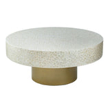35x35x16" Unique Cream Capiz Coffee Table with Gold Pedestal Base W2078P154260