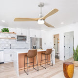52 Inch Ceiling Fan With Dimmable Led Light 6 Speed Remote 3 Wood Blade Reversible DC Motor For W882P212627