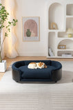 ZNTS Scandinavian style Elevated Dog Bed Pet Sofa With Solid Wood legs and Black Bent Wood Back, Cashmere W794125949