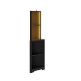 ZNTS FCH 4-layer L-shaped corner display rack particle board 40*40*165cm black with LED light and power 90639981