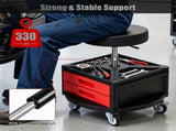 Height Adjustable Rolling Mechanic Stool with 3 Storage Drawers & 4-Compartment Tool Tray, SGS 61634038