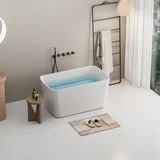 49'' Acrylic Freestanding Soaking Bathtub, Square-shape Japanese Soaking Hot Tub, Chrome Overflow W1573P210468