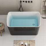 49'' Acrylic Freestanding Soaking Bathtub, Square-shape Japanese Soaking Hot Tub with Chrome W1573P210469