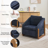 057-Set of 1 Chenille Fabric Modern Upholstered Armchair with Wooden Side Frame , Accent Leisure W527P239829
