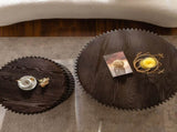 Vintage Fashion Style Cylindrical Nesting Coffee Table Set with Vertical Textured Embossed Design W757P264674