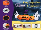 9ft Inflatable Halloween Decor 5 Pumpkins, 2 Ghosts, Internal LED Lights, Waterproof Polyester, 95470629
