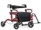 2-in-1 Rolling Walker & Wheelchair 6-Position Height Adjustment , 8" PVC Wheels, Folding 46860865