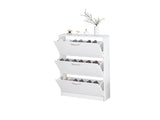 Shoe Cabinet for Entryway, White Narrow Shoe Storage Cabinet Flip Down Shoe Rack Wood 3 Tier Shoe 28686359
