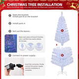 7 FT Pre-lit Christmas Tree, Artificial Fiber Optic Christmas Tree with Lighted Top Star and 280 10439444