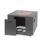 33" Outdoor Iron Square Propane Fire Pit, Tank Inside, Brushed Brown - 50,000 BTU 62837.00BRN-50K