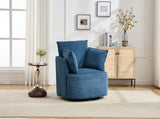 Blue Swivel Accent Chair,Round Swivel Barrel Chair,Armchair Upholstered Living Room Chair Corduroy W2120P293679