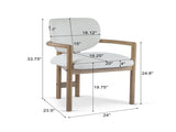 Dining Chairs Set of 2 Upholstered Arm Chairs, Rubber Wood Accent Chairs White Fabric Seating, 300 N779P233060W
