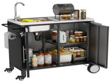 Outdoor Grill Table with Sink, Grill Cart with 304 Stainless Steel Sink and Cabinet, Outdoor Grill W3190P293812
