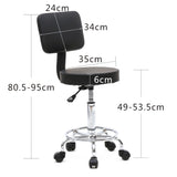 ZNTS Round Shape Adjustable Salon Stool with Back Black 28184320