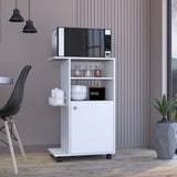 Clip Kitchen Cart, Single Door Cabinet, Four Casters -White B20092061