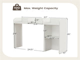 White Desktop Bookshelf for 27''/68.58cm Monitor, 93.9825.4073.66cm Engineered Wood Desk Hutch 55606998