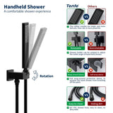 Male NPT Waterfall Shower head with Handheld,Matte Black Bathtub Shower Faucet with High Flow Wall T3177P277545