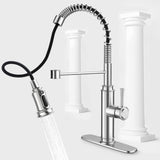 Kitchen Faucet - Spring Kitchen Sink Faucet with 3 Modes Pull Down Sprayer, Single Handle&Deck Plate T3177P277523