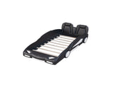Twin Size Race Car-Shaped Platform Bed with Wheels, Black 19357960