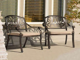 Set of 2 Cast Aluminum Patio Dining Chairs with Cushions, Stackable Outdoor Bistro Chairs for 96662218