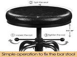 Vintage Faux Leather Counter-Height Bar Stool with Metal Legs for Kitchen Restaurant, Black 91201469