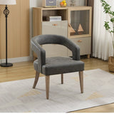 25.79" Wide Modern Barrel Open Back Upholstered Accent Chair with Weathered Solid Wood Legs Dining W3118P254207