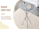 Round clear glass dining table with a unique shape for 4-6 people, with ring-shaped gathered silver W1151P411357