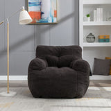 010-Soft Teddy Fabric Tufted Foam Bean Bag Chair With Teddy Fabric Dark Gray W52753862