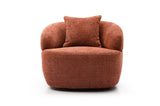 360&deg Swivel Mid Century Modern Curved Sofa, 1-Seat Cloud couch Boucle sofa Fabric Couch, Orange W87691481