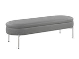 Contemporary Storage Bench in Chrome Metal and Grey Faux Leather B202P223834