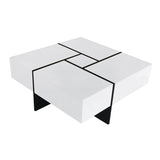 ZNTS ON-TREND Unique Design Coffee Table with 4 Hidden Storage Compartments, Square Cocktail Table with WF305182AAK